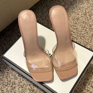 Steve Madden Blush Nude Clear Band Slide Mules